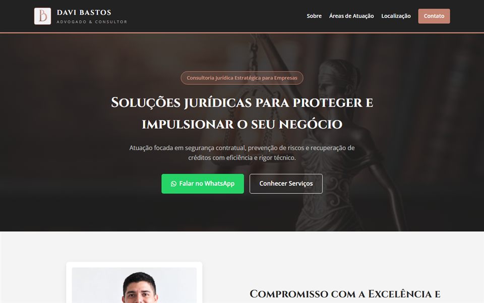 Página inicial do site do Dr. Davi Bastos